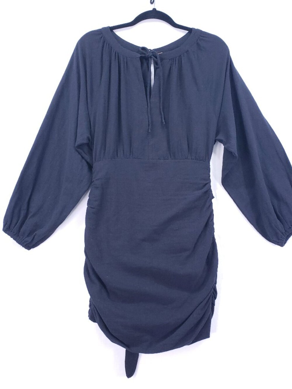 Free People The Only One Mini Dress Size S Black Woman Balloon Sleeves Ruched